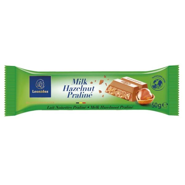 Reep melkchocolade hazelnoot praliné 50g