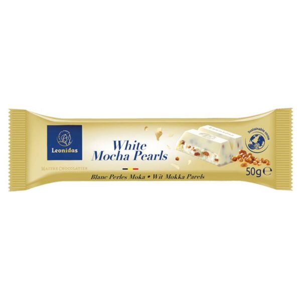 Reep witte chocolade en moka parels 50g